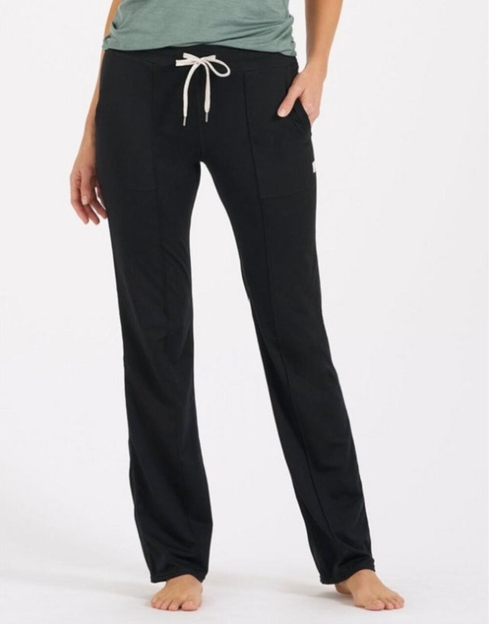 Vuori Women's Halo Essential Wide Leg Flare Black Drawstring Pants VW425 Size M